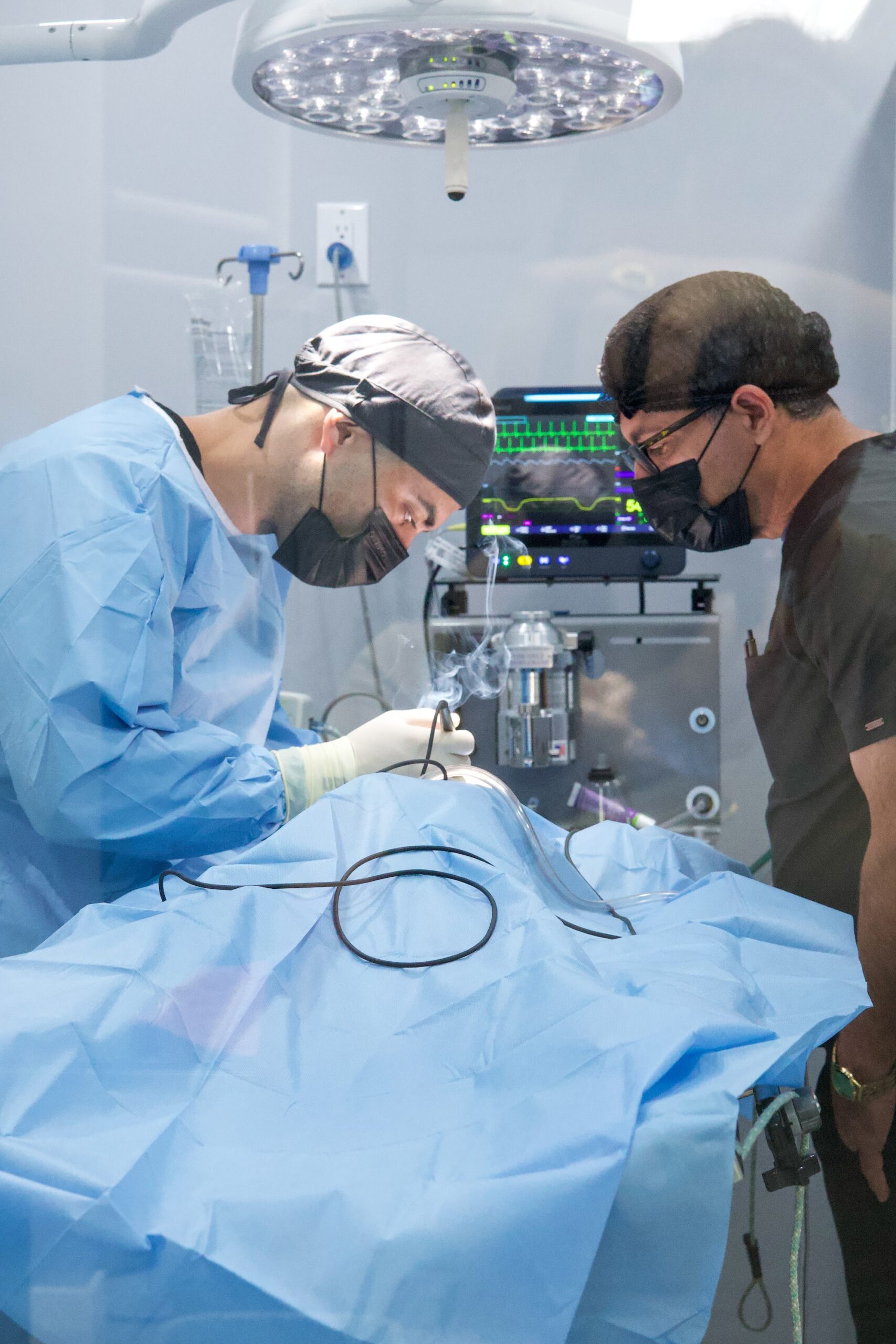 Surgical team operating at Miller Pets Animal Hospital